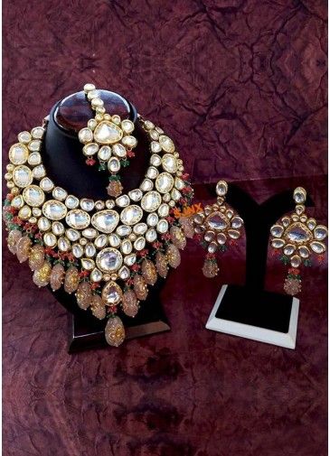 Multicolor Bridal Kundan Studded Necklace Set