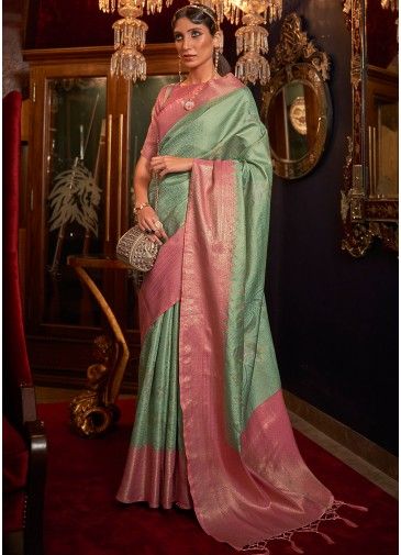 Green Zari Woven Handloom Silk Saree
