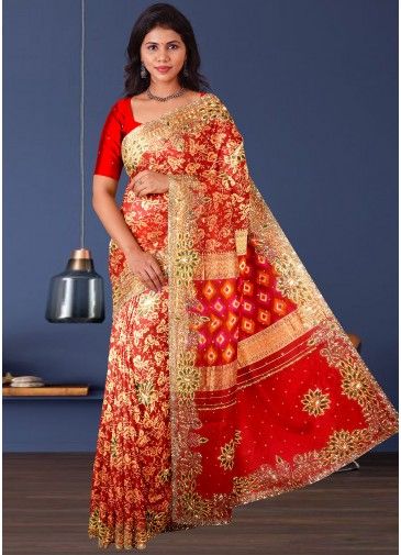 Red Bridal Kanjivaram Silk Saree With Woven Motifs