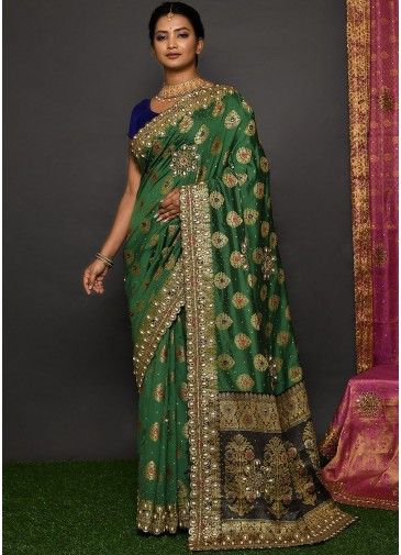 Green Kanjivaram Silk Woven Saree & Blouse