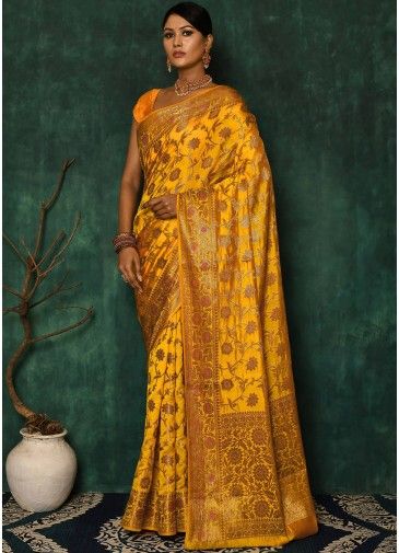 Yellow Woven Pallu Silk Saree