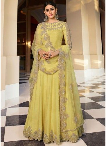 Yellow Embroidered Anarkali Syle Suit