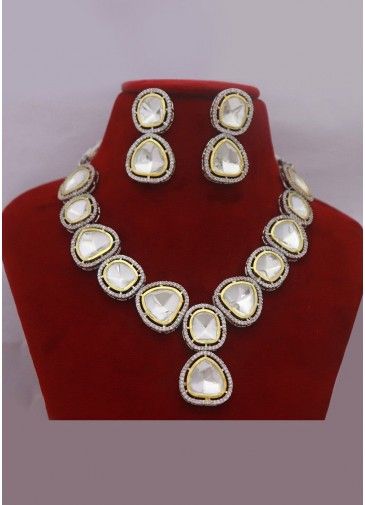 White Studded Kundan Necklace set