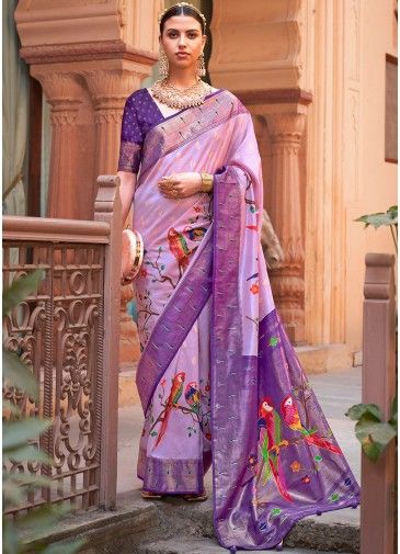 Purple Paithani Silk Woven Saree