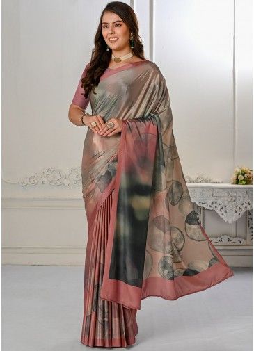 Multicolor Casual Printed Saree In Silk