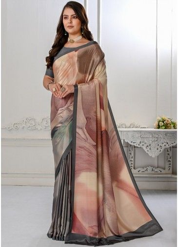 Multicolor Silk Saree In Printed