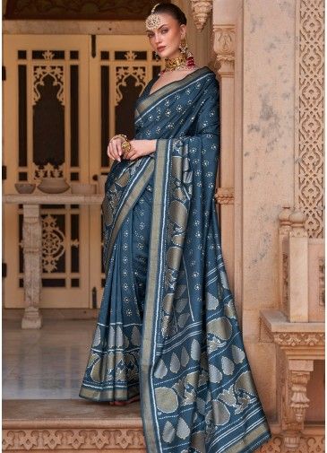 Blue Zari Woven Banarasi Silk Saree