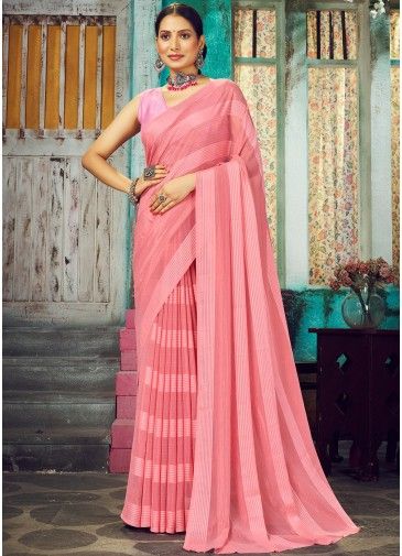 Pink Woven Classic Style Saree