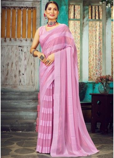 Pink Classic Style Woven Saree