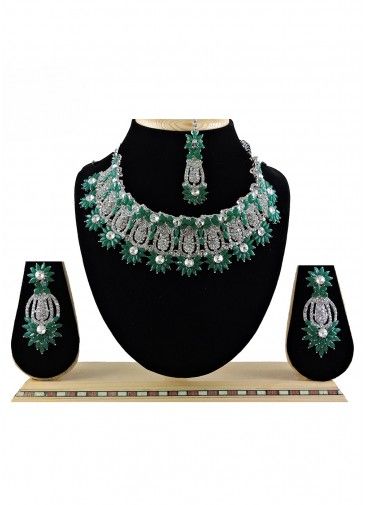 Green Stone Studded Necklace set