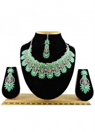 Green Stone Studded Necklace 