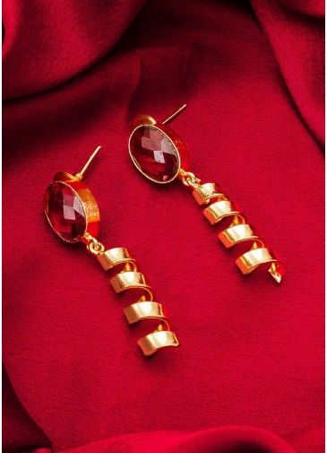 Pink & Golden Danglers Style Earrings