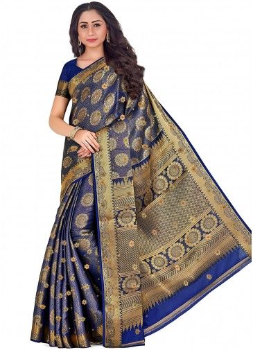 Blue Zari Woven Saree In Art Kanjivaram Silk