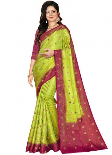 Green Zari Woven Saree In Art Kanjivaram Silk