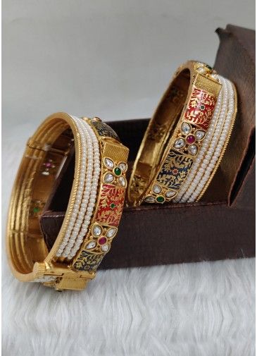Golden Stone Studded Bangels Set