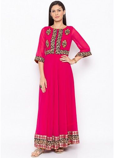 Readymade Pink Flared Embroidered Dress
