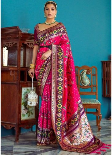 Pink Woven Work Paithani Silk Saree