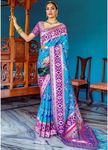 Blue Paithani Silk Woven Work Saree