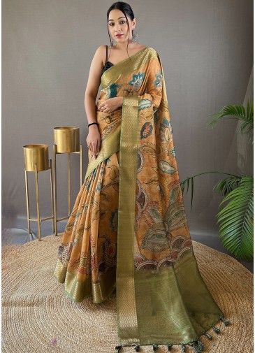 Multicolor Wove Tussar Silk Saree & Blouse