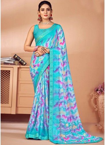 Multicolor Abstract Print Saree & Blouse