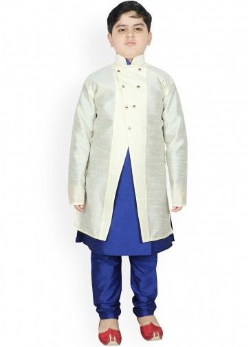 Readymade Blue Kids Kurta Pajama With Jacket