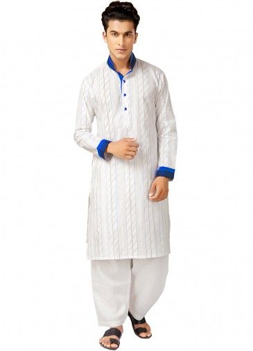 White Thread Work Readymade Pathani Suit