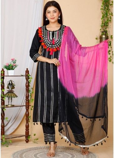 Readymade Black Gota Patti Embroidered Pant Suit