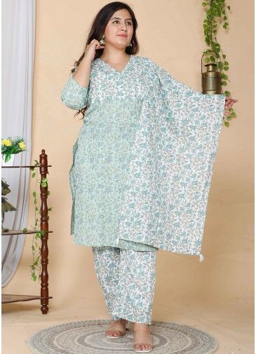 Readymade Green Floral Printed Pant Suit Set