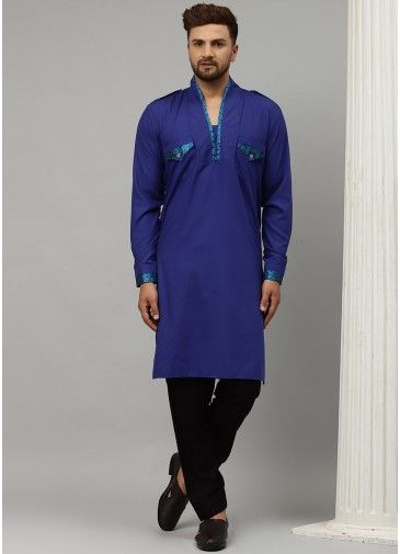 Blue Mens Pajama With Readymade Pathani Suit
