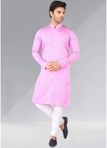 Pink Sequins Embroidered Readymade Kurta Pajama