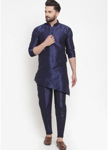Blue Readymade Asymmetric Kurta Pajama