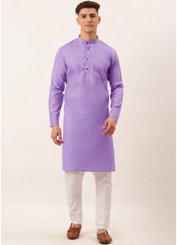 Purple Color Cotton Kurta Pajama