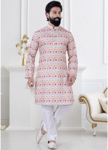Multicolor Readymade Printed Kurta With Pajama