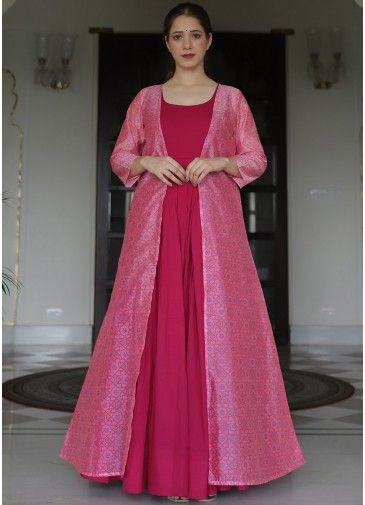 Pink Jacket Style Cotton Dress