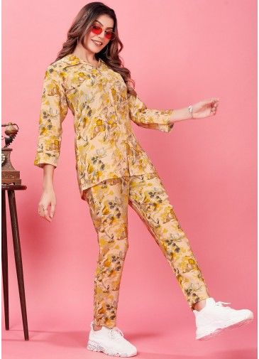 Readymade Beige Floral Print Co-Ord Set