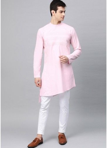 Readymade Pink Asymmetric Kurta & Pajama