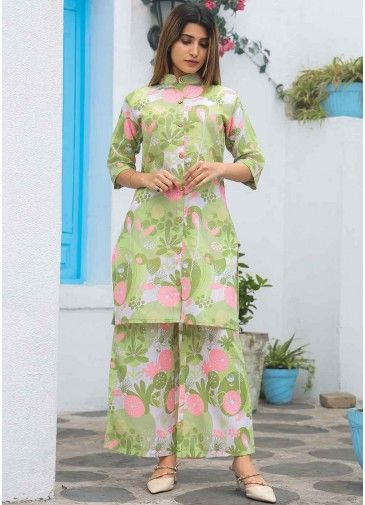 Readymade Green Printed Cotton Co-Ord Set