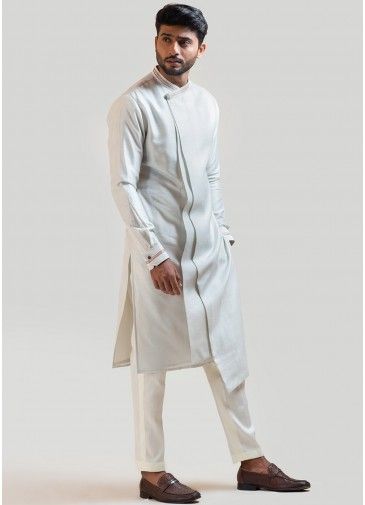 Readymade Blue Asymmetric Kurta Pajama Set