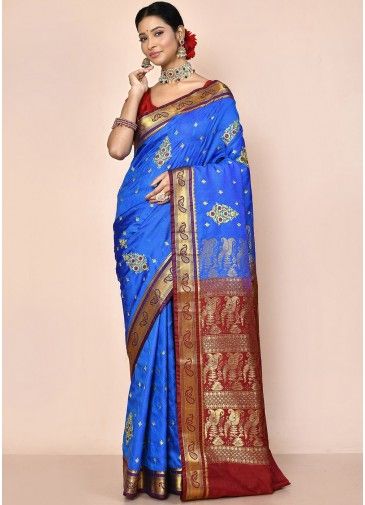 Blue Zari Woven Saree In Art Kanjivaram Silk