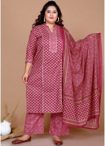 Readymade Pink Palazzo Suit In Floral Print