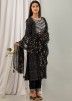 Black Embroidered Readymade Rayon Pant Suit 