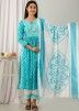 Blue Embroidered Readymade Rayon Pant Suit 