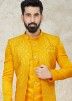 Yellow Embroidered Indo Western Sherwani & Jacket In Readymade 