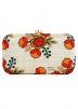 Floral Embroidered Cream Clutch With Chain Strap