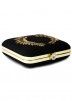 Black Embroidered Square Box Clutch With Chain Strap