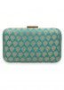 Woven Brocade Turquoise Clutch