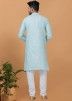 Blue Readymade Embellished Mens Viscose Kurta Pajama Set