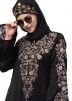 Black Readymade Abaya With Resham Embroidery