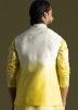 Shaded Yellow Embroidered Nehru Jacket
