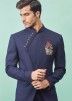 Navy Blue Embroidered Readymade Bandhgala Jodhpuri Suit